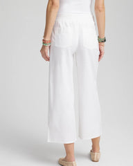 Chico's - Ribbed Waist Linen Blend Straight-Leg Cropped Pants