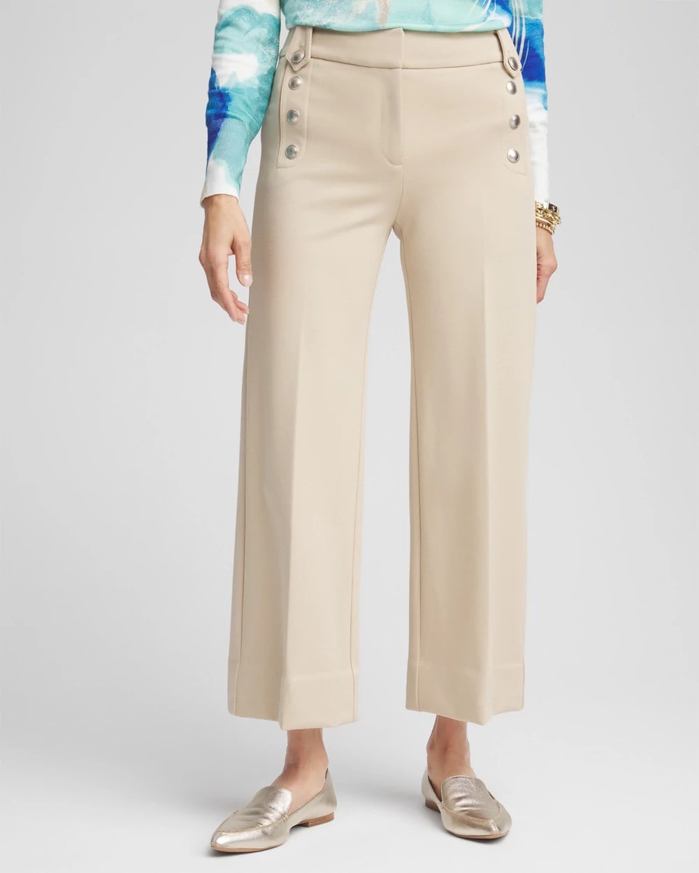 Chico's - Button Knit Twill Cropped Pants