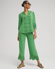 Chico's - Satin Eyelet Hem Culottes