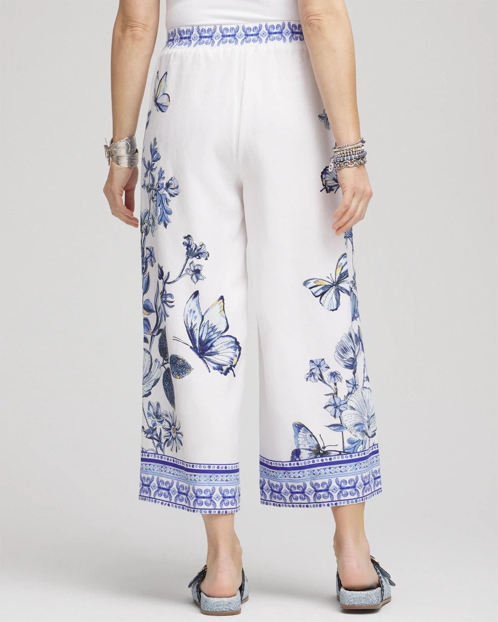 Chico's - Butterfly Pull-On Linen Cropped Pants