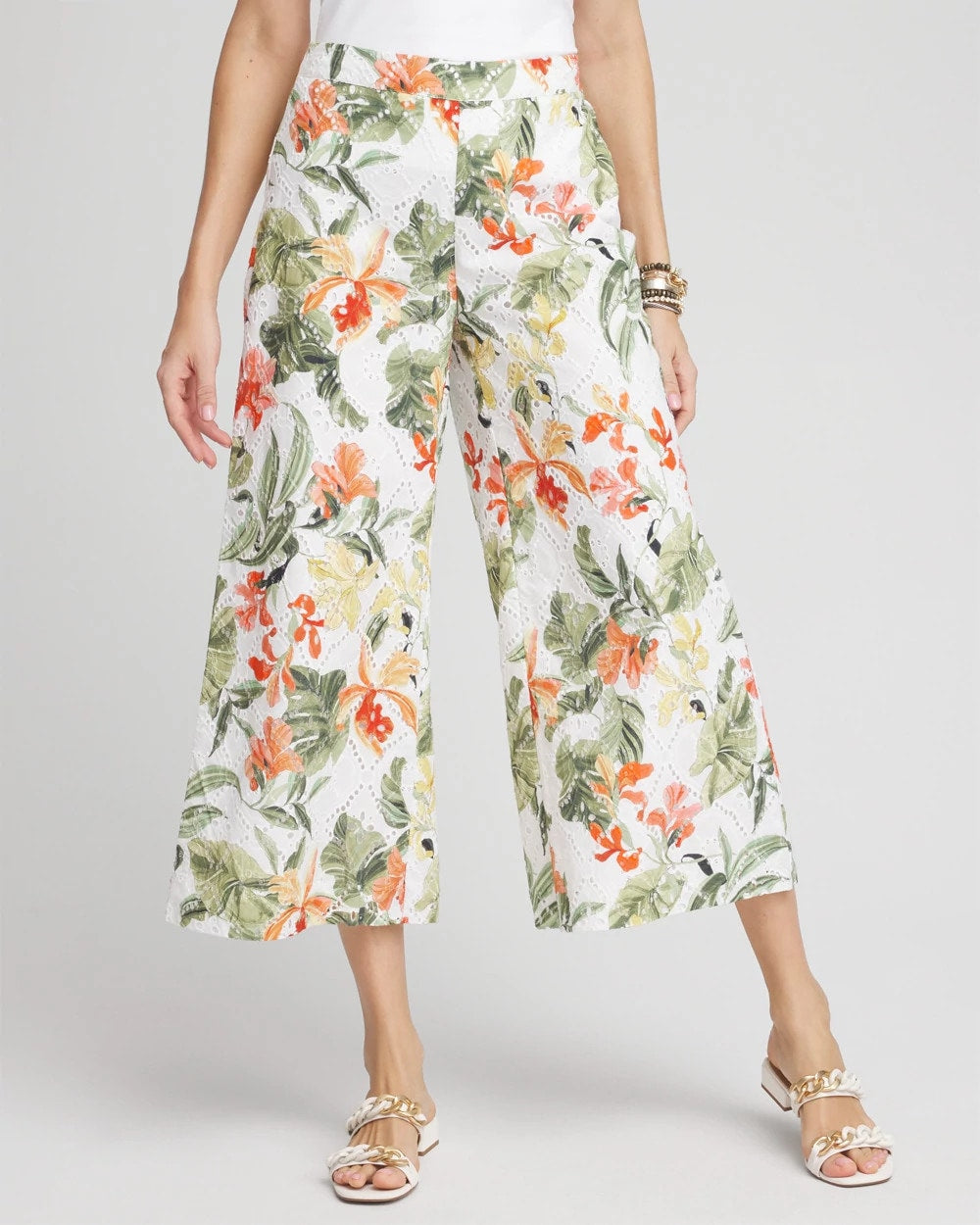 Chico's - Floral Eyelet Culotte Pants