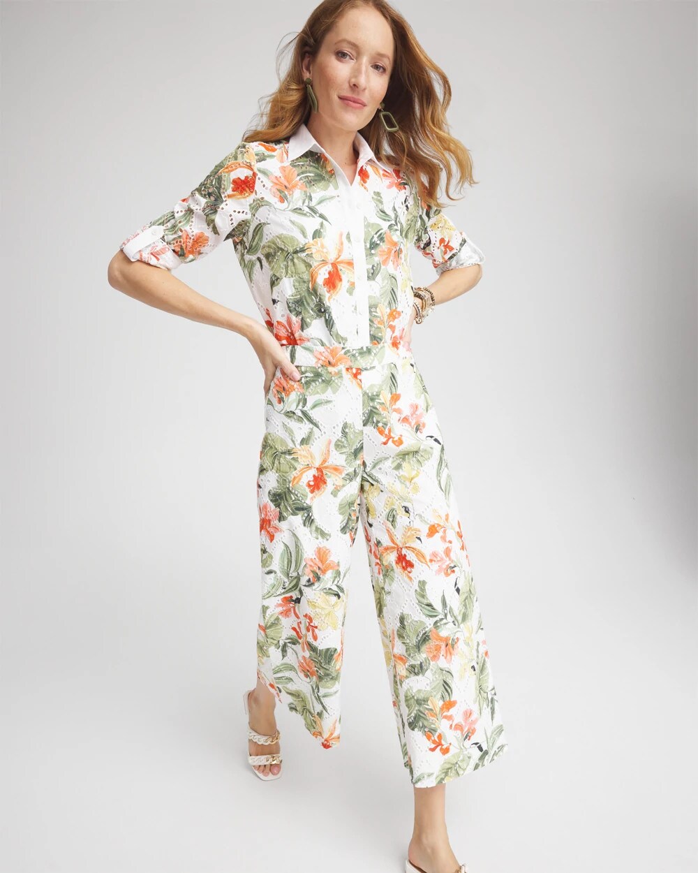 Chico's - Floral Eyelet Culotte Pants
