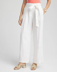 Chico's - Belted Pleated Wide-Leg Linen Pants