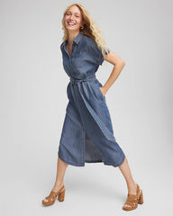 Chico's - Denim Tie  Midi Shirtdress