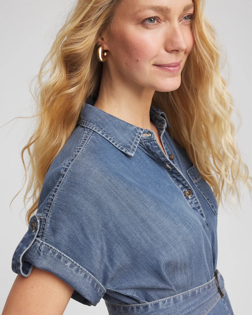 Chico's - Denim Tie  Midi Shirtdress