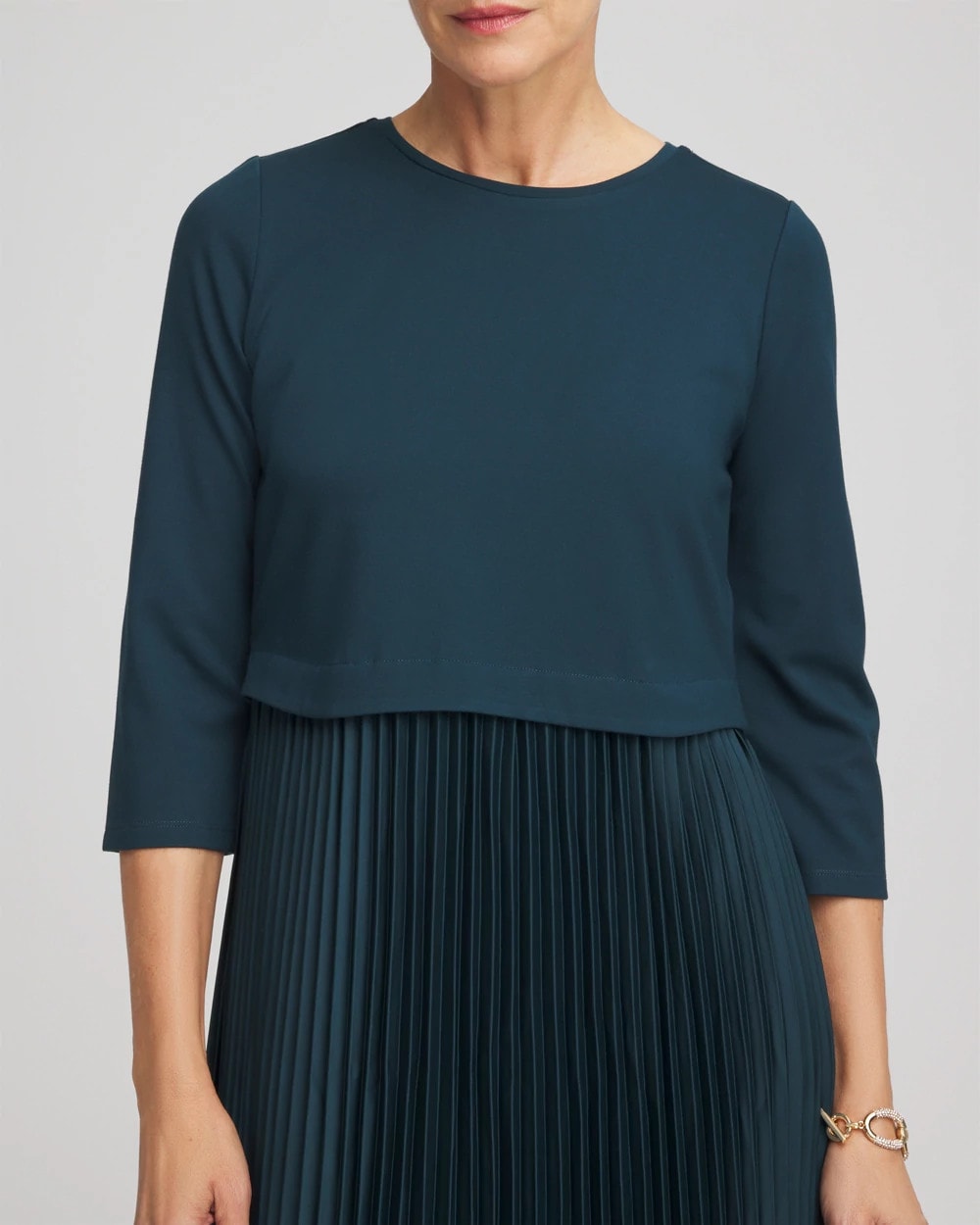 Chico's - Satin-Knit Pleated Midi Dress