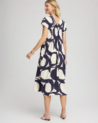 Chico's - Printed Silk-Twill Popover Midi Dress