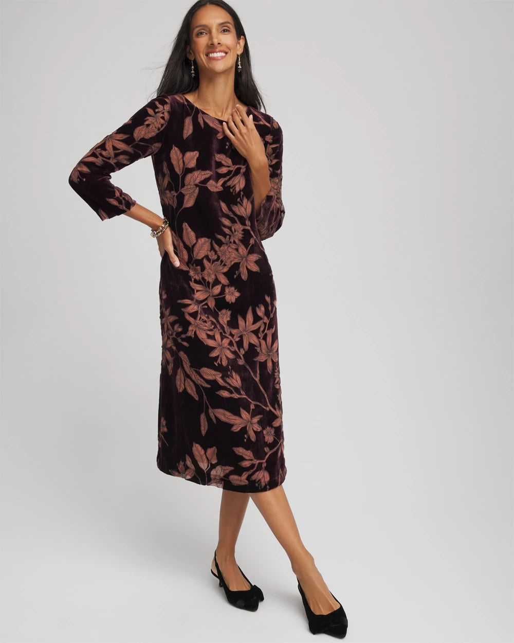 Chico's - Burnout Velvet Midi Dress