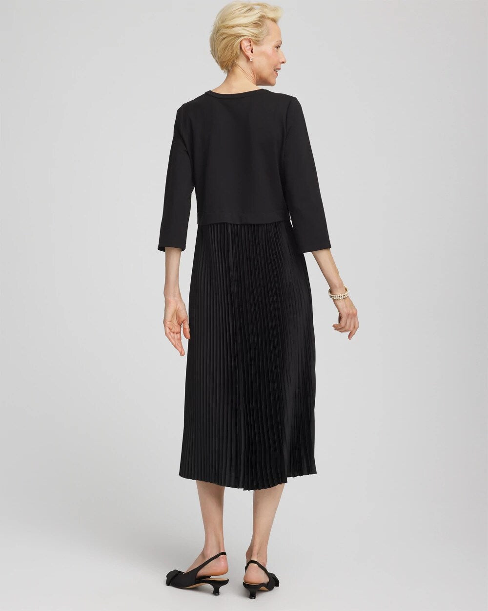 Chico's - Satin-Knit Pleated Maxi Dress