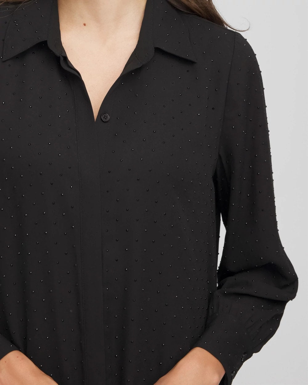 Chico's - Sequined Long-Sleeved Maxi Shirtdress