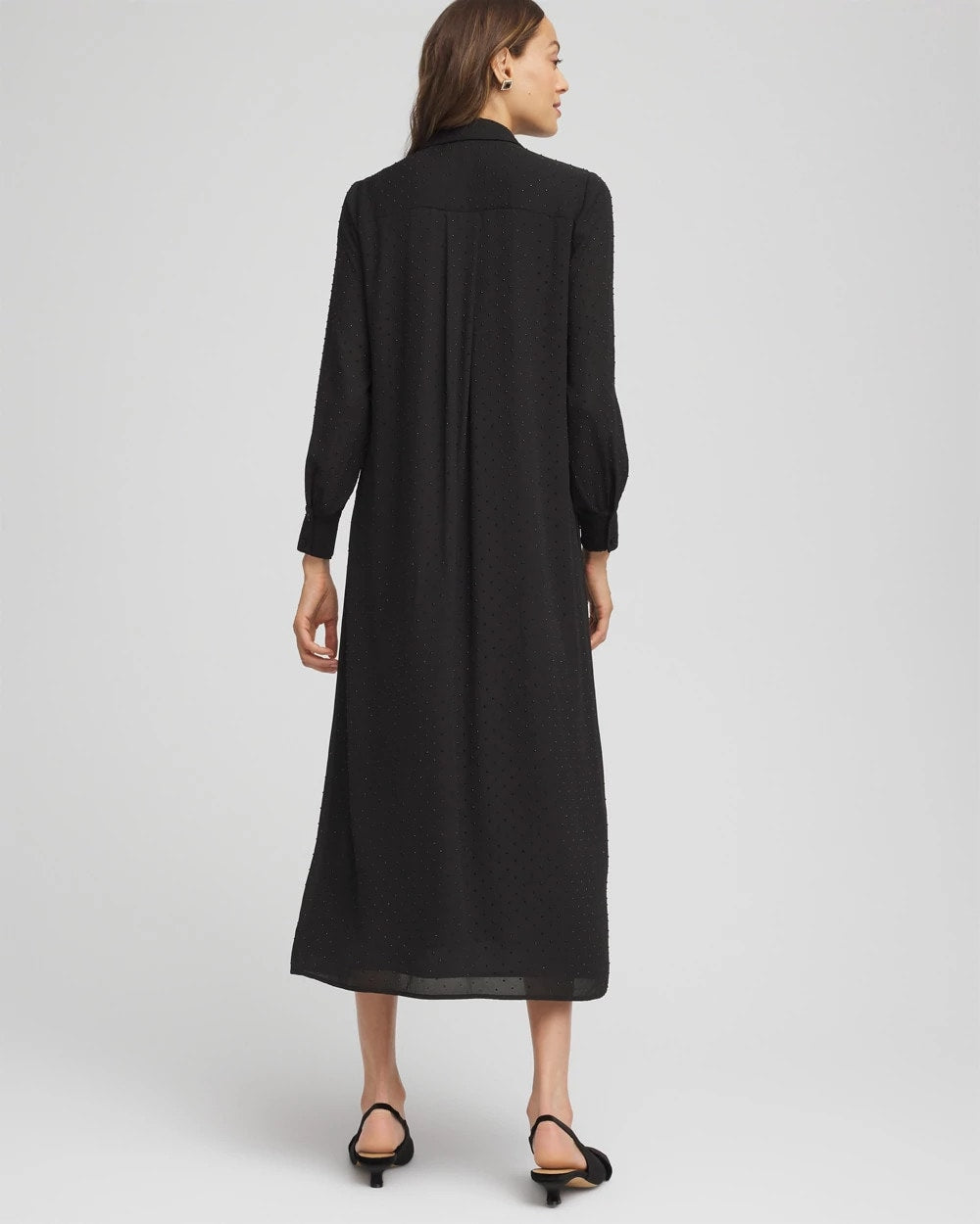 Chico's - Sequined Long-Sleeved Maxi Shirtdress