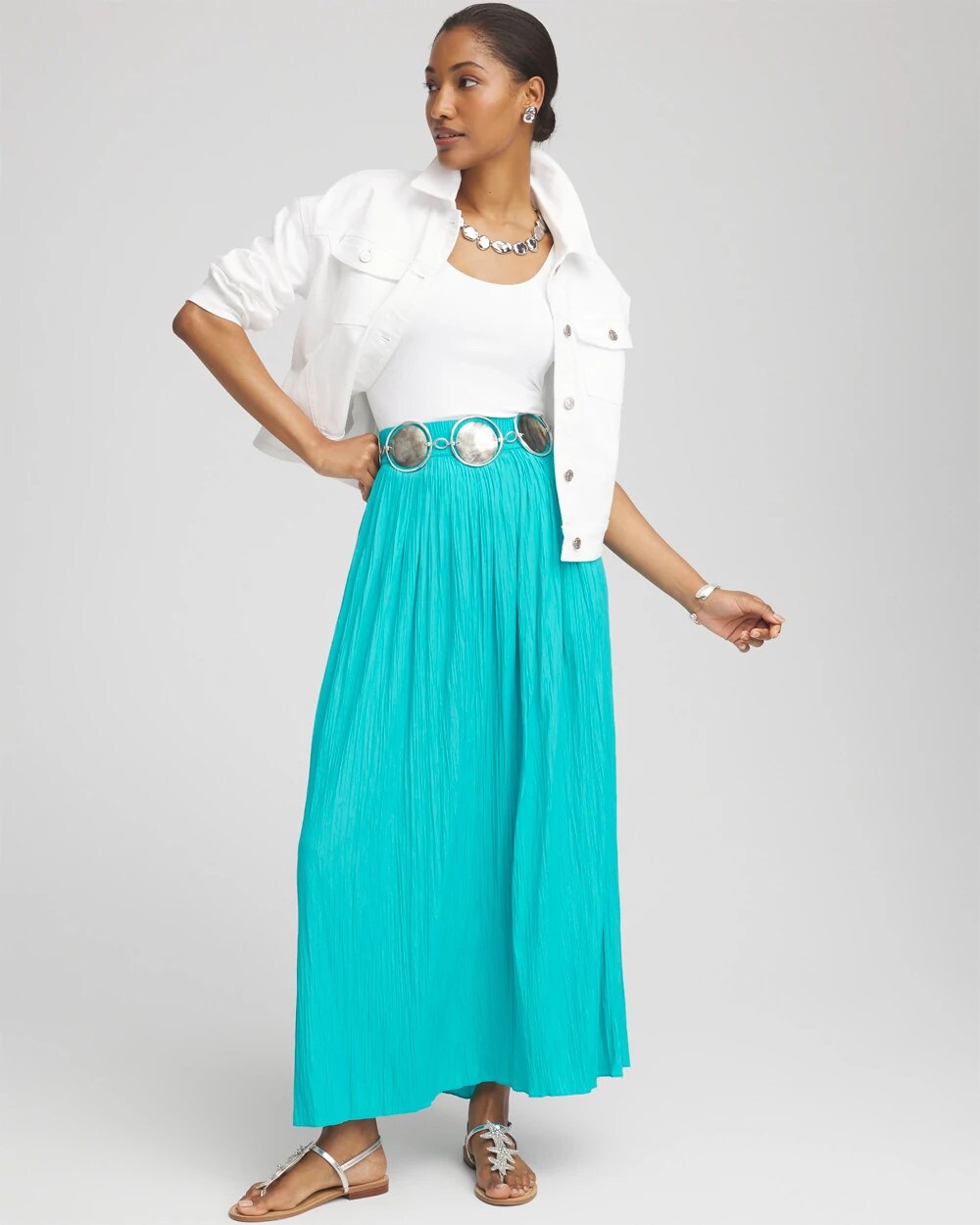 Chico's - Pull-on Pleated Maxi Skirt