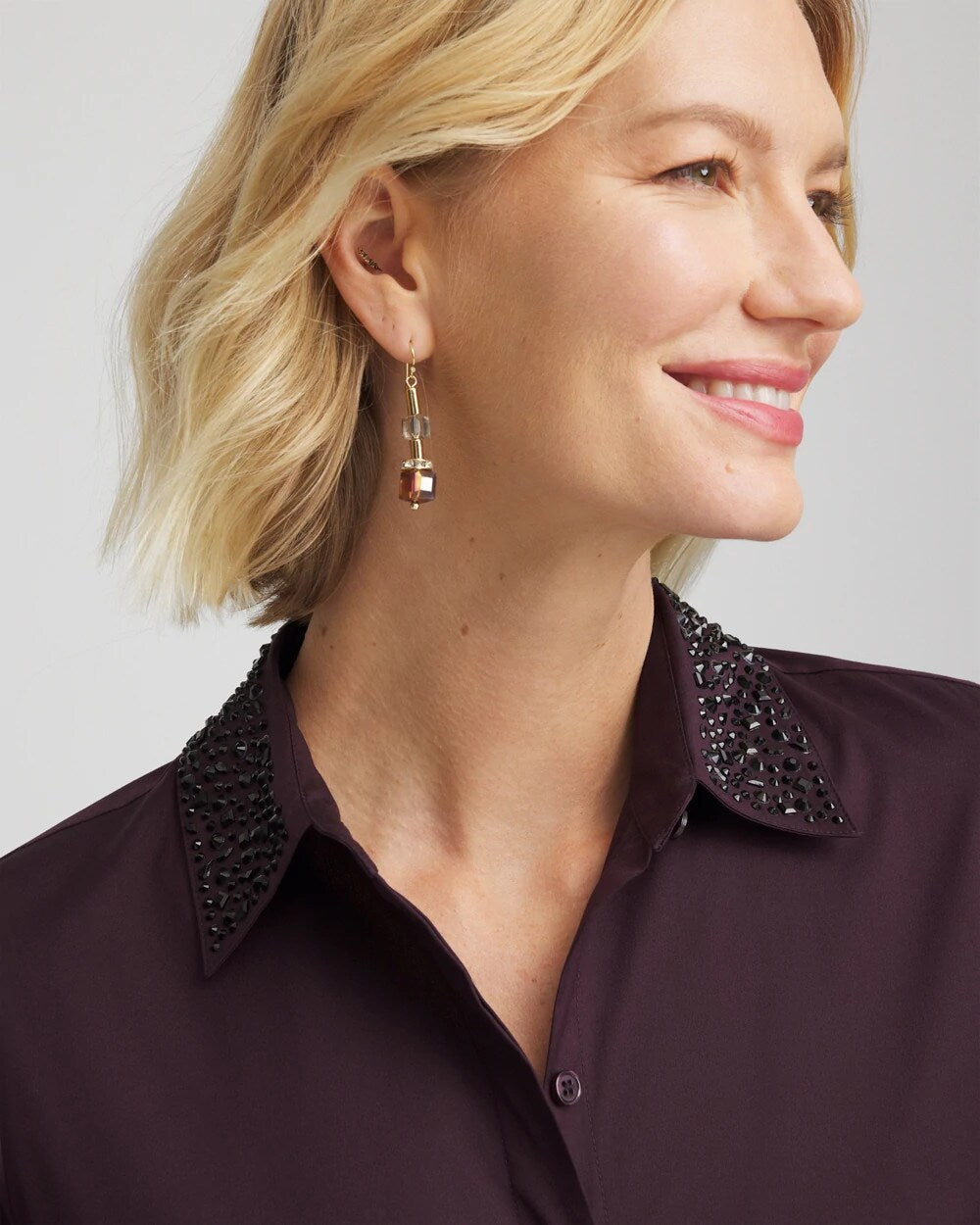 Chico's - Sequin Collar Midi Shirtdress