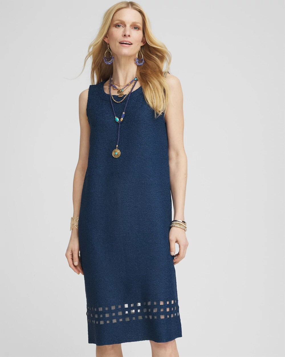 Chico's - Travelers™ Sleeveless Crushed Cutout-Hem Dress