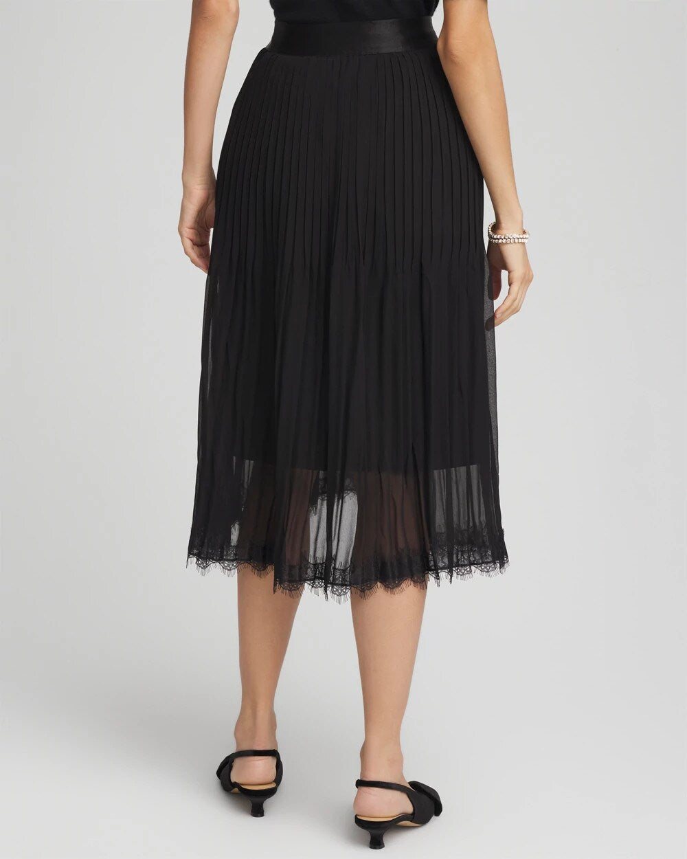 Chico's - Pleated Lace Hem Midi Skirt