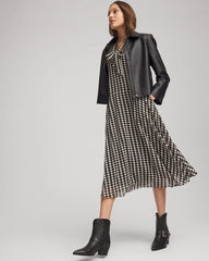 Chico's - Chiffon Clip-Dot Tie-Neck Dress