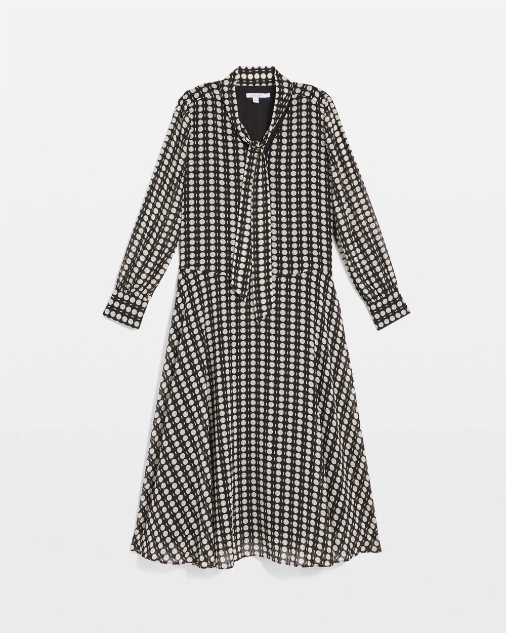 Chico's - Chiffon Clip-Dot Tie-Neck Dress