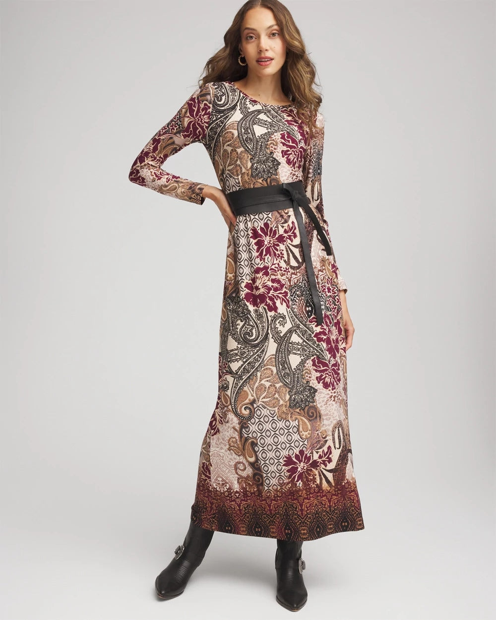 Chico's - Patchwork Boatneck Column Maxi Dress