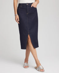 Chico's - High-Rise Straight Stretch-Denim Skirt