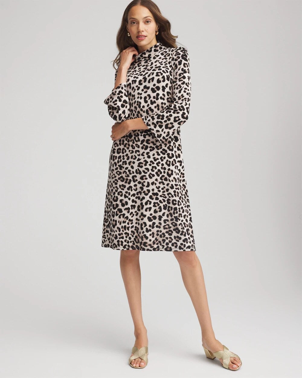 Chico's - Travelers™ Animal-Print Mockneck Midi Dress