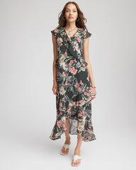 Chico's - Floral Ruffle-Trim Chiffon Dress