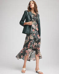 Chico's - Floral Ruffle-Trim Chiffon Dress