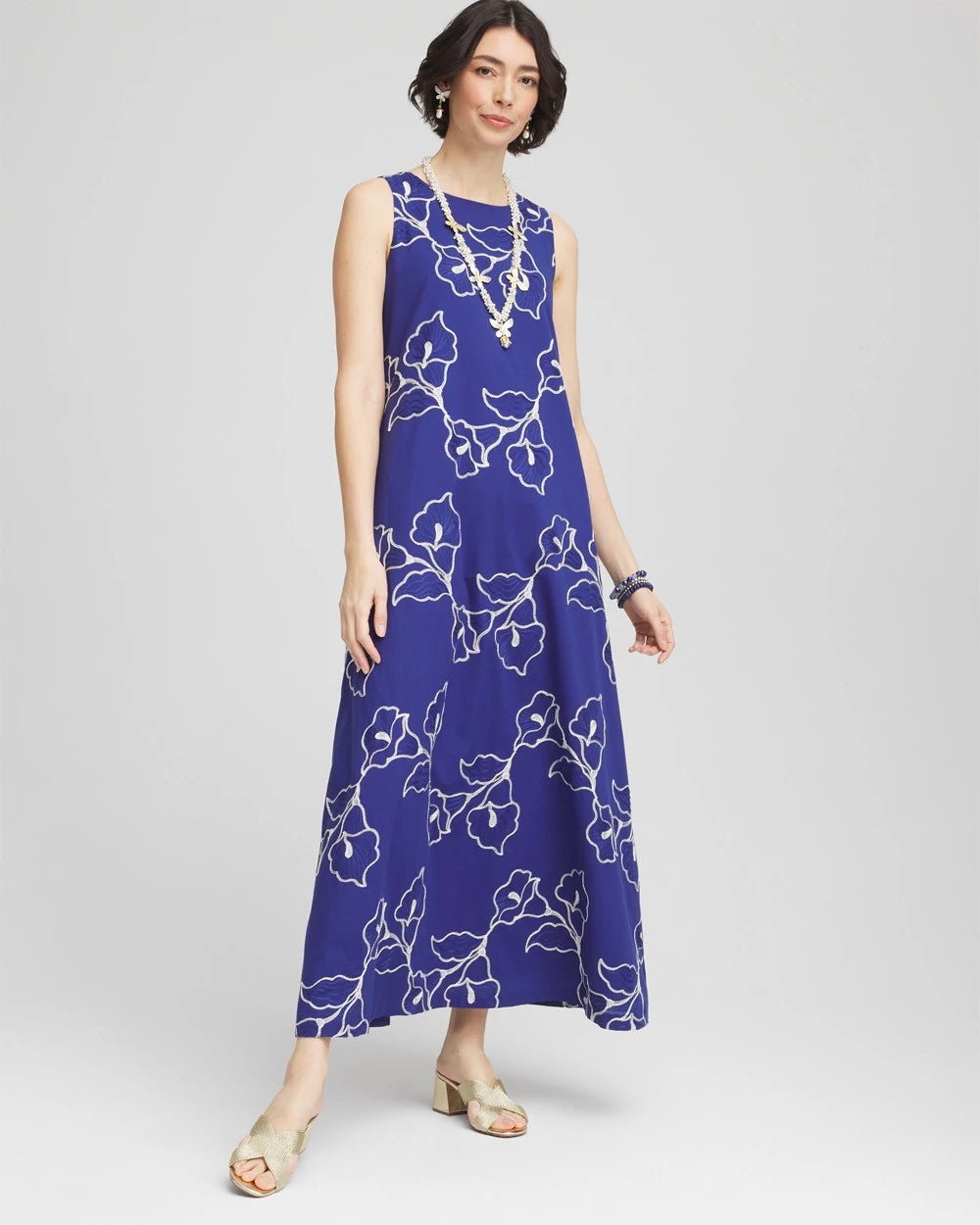 Chico's - Embroidered Sleeveless Maxi Dress