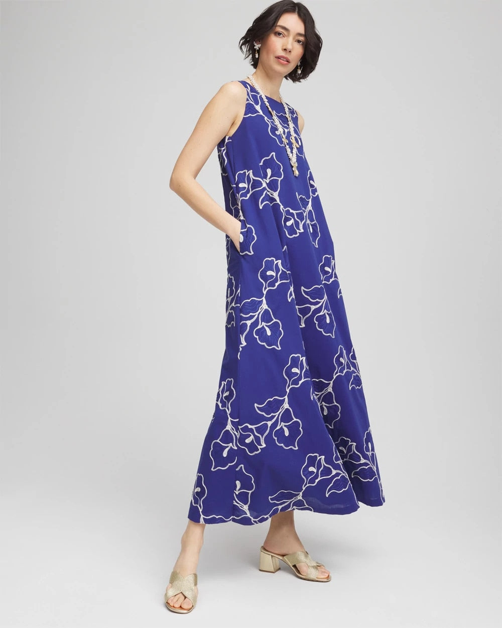 Chico's - Embroidered Sleeveless Maxi Dress