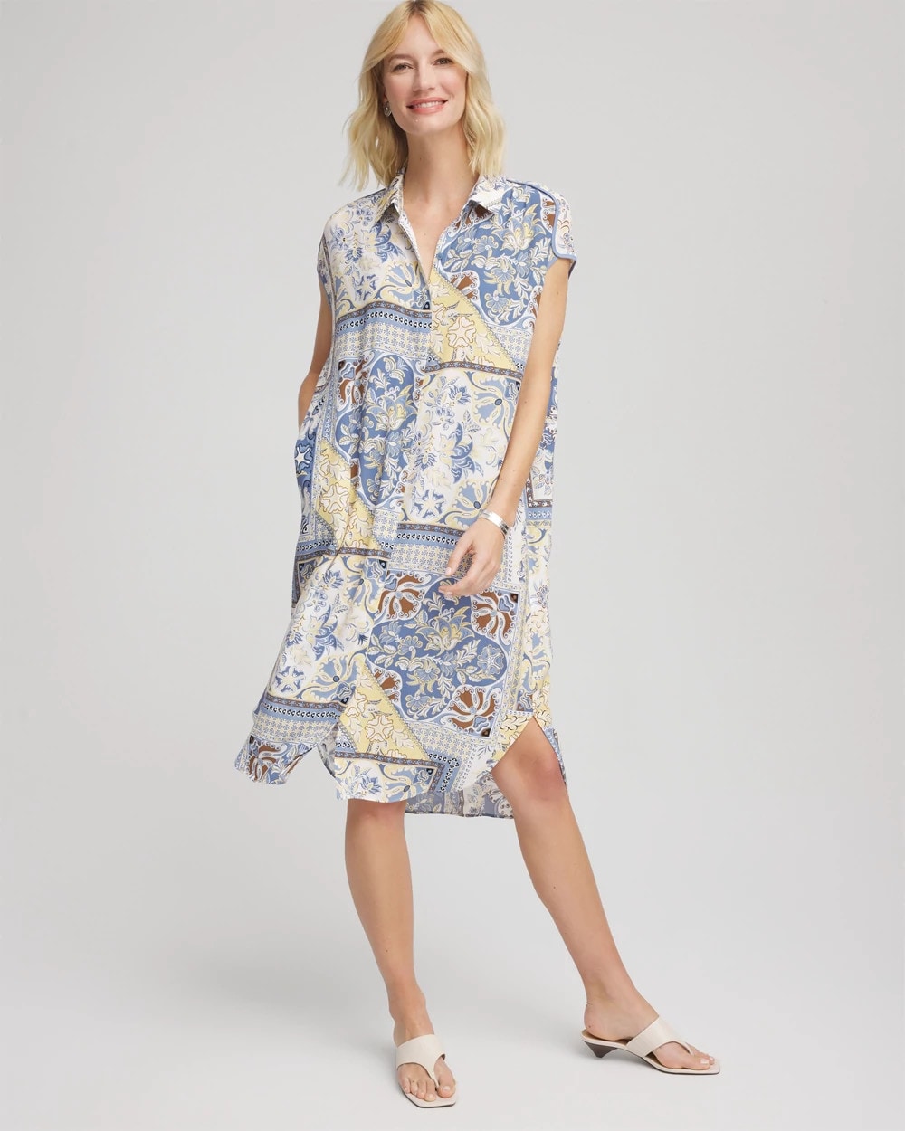 Chico's - Floral Patchwork Short Shirtdress