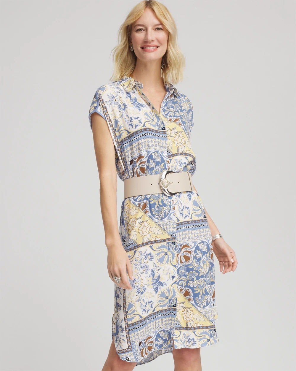 Chico's - Floral Patchwork Short Shirtdress