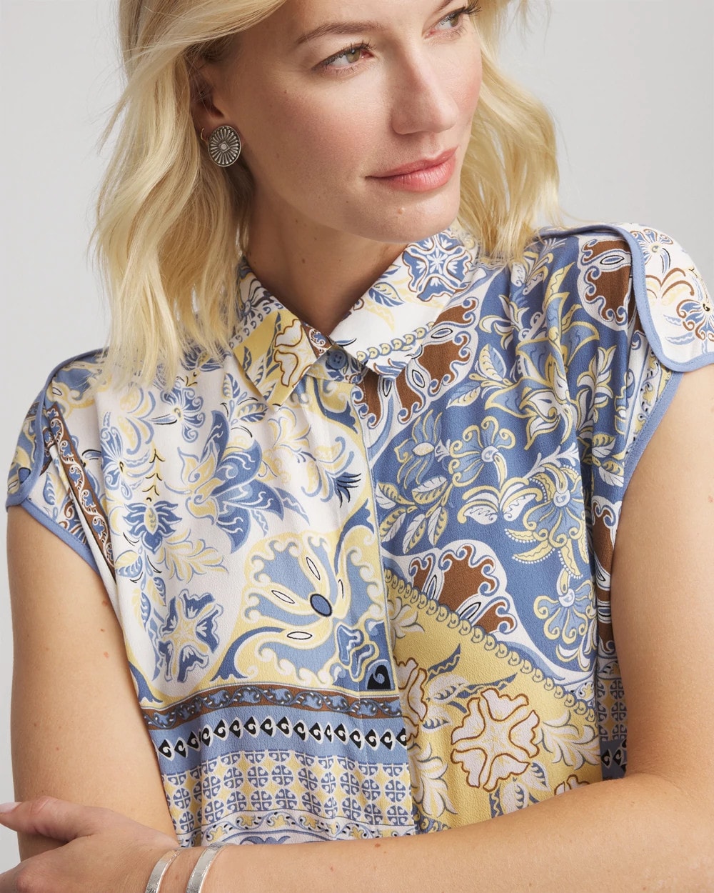 Chico's - Floral Patchwork Short Shirtdress