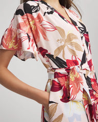 Chico's - Tonal Floral Ruffle-Sleeved Midi Dress