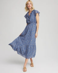 Chico's - Textured Ruffled-Placket Maxi Dress