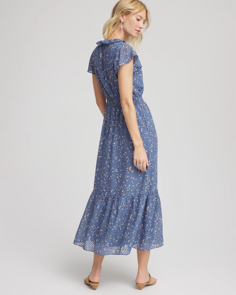 Chico's - Textured Ruffled-Placket Maxi Dress
