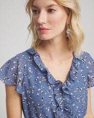 Chico's - Textured Ruffled-Placket Maxi Dress