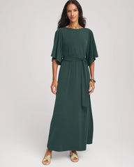 Chico's - Belted Flutter-Sleeve Maxi Dress