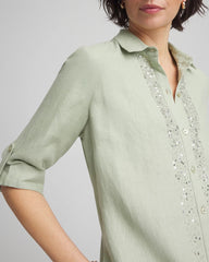 Chico's - Linen Embellished Midi Shirt Dress