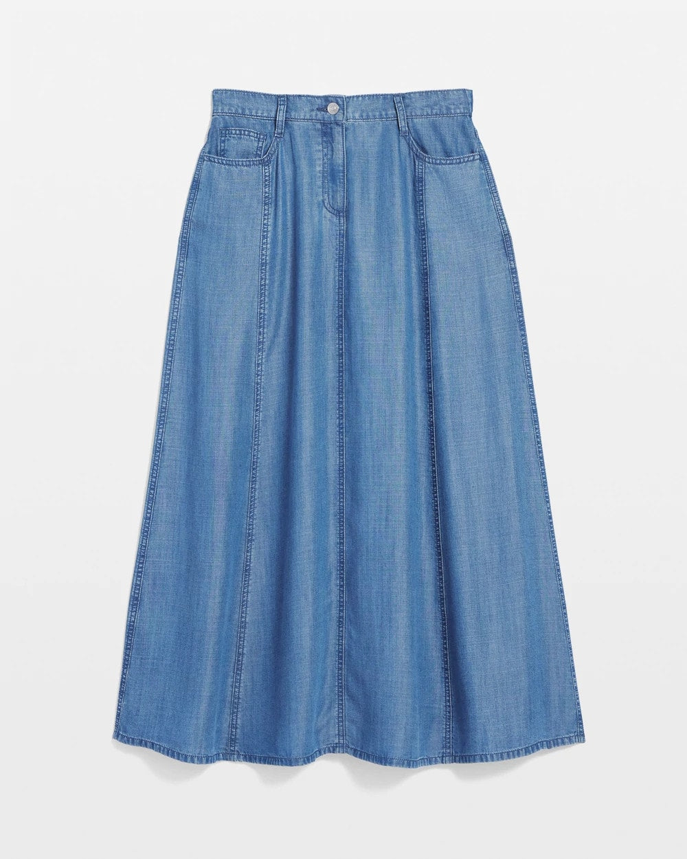 Chico's - Lightweight Denim Fly Front Midi Skirt