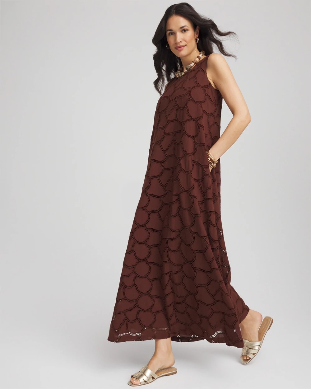 Chico's - Eyelet Cutout Maxi Tank Dress
