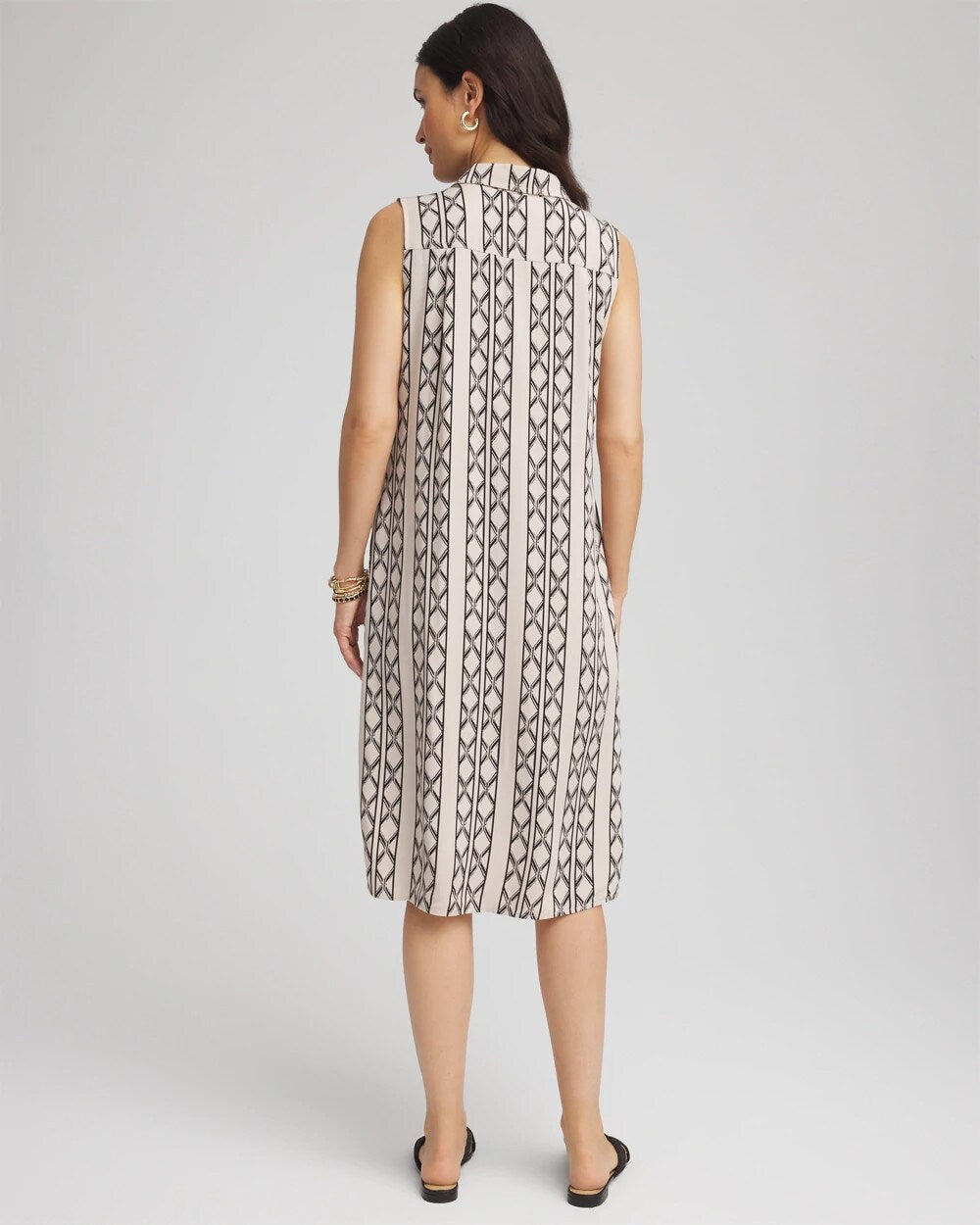 Chico's - Printed Sleeveless Silk-Twill Shirtdress