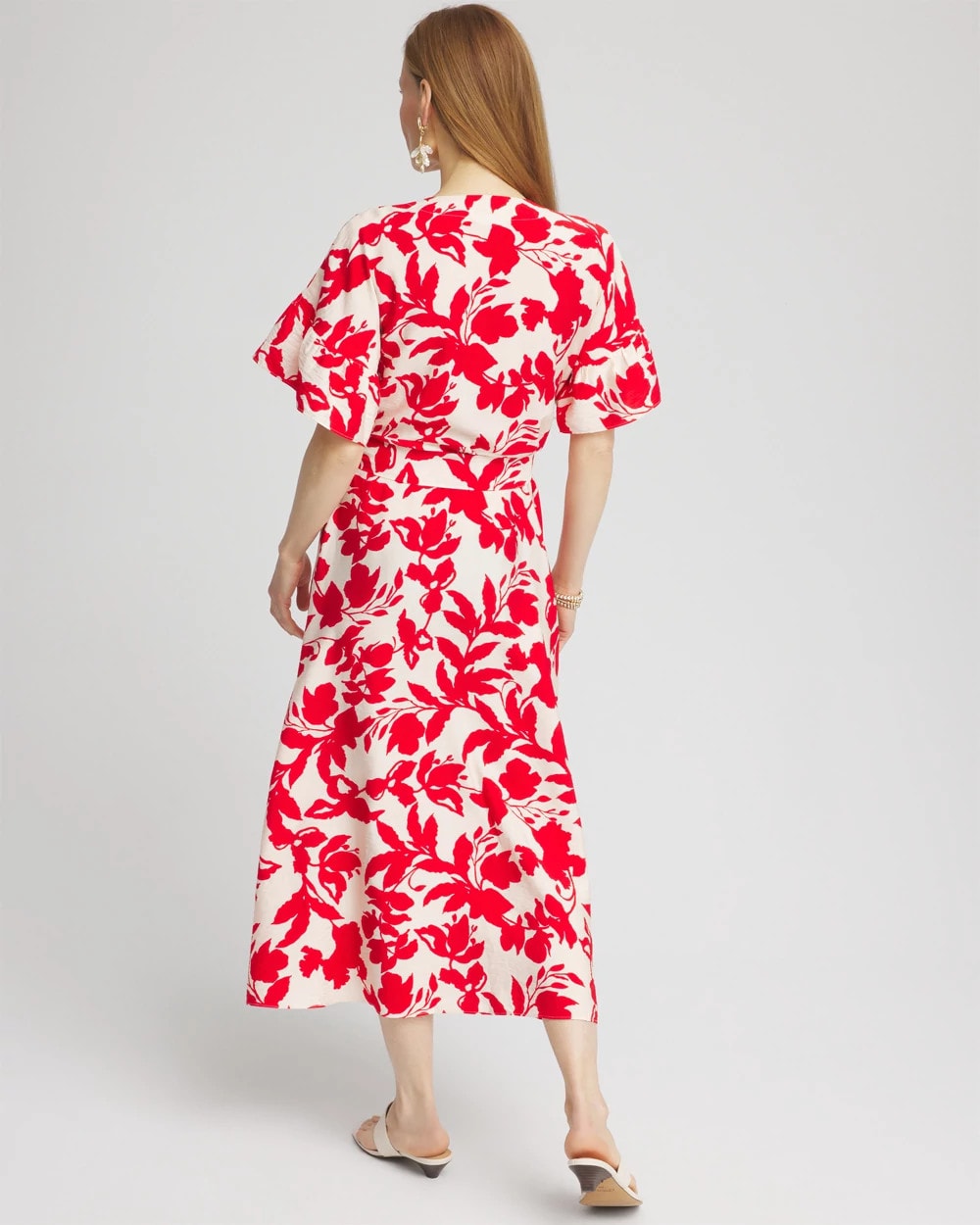 Chico's - Floral Ruffle-Sleeved Midi Dress