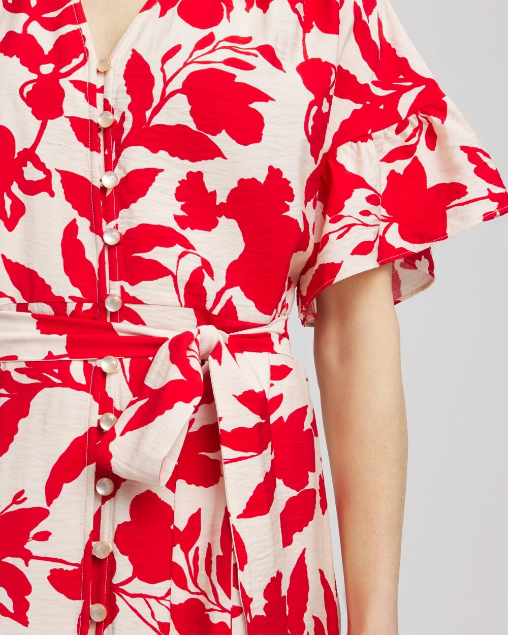 Chico's - Floral Ruffle-Sleeved Midi Dress