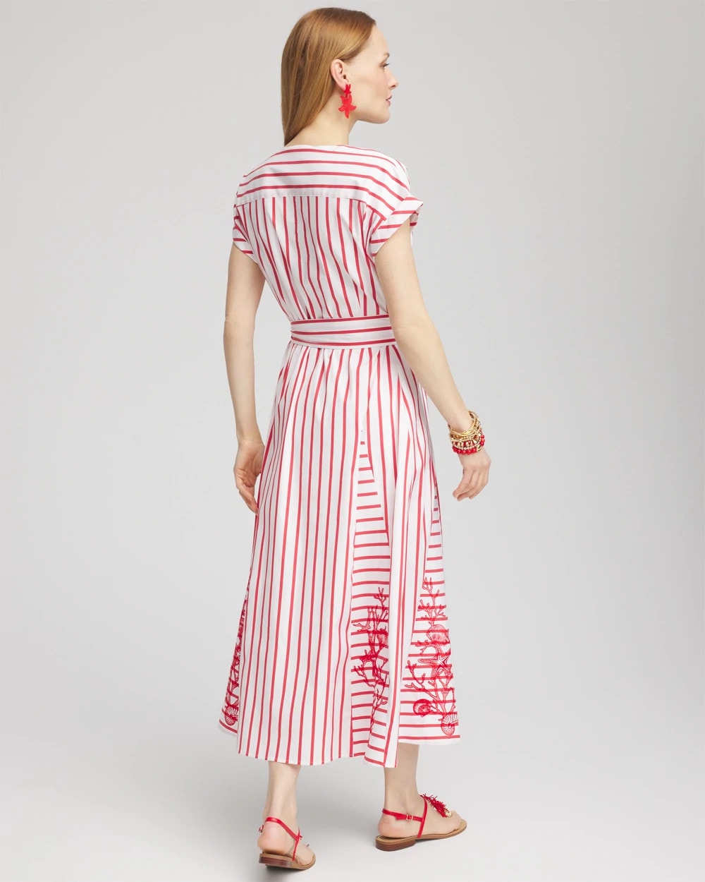 Chico's - Embroidered Godet Striped Maxi Dress