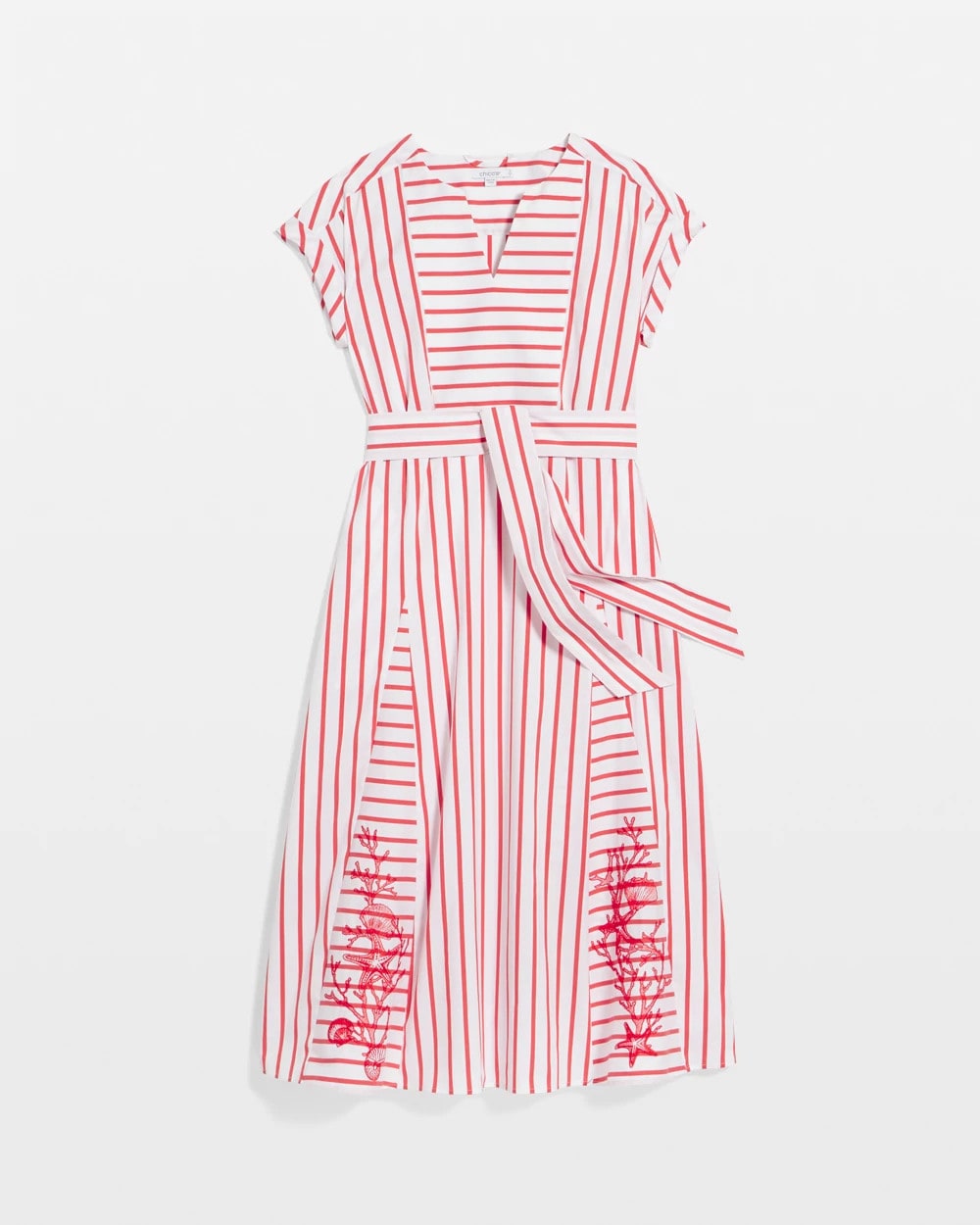 Chico's - Embroidered Godet Striped Maxi Dress