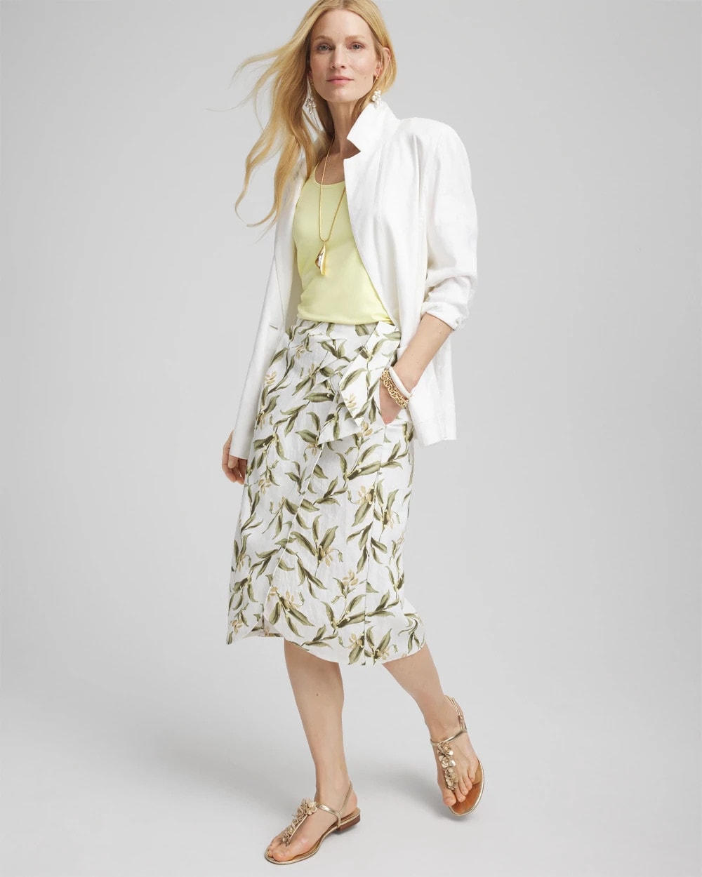 Chico's - Linen Midi Wrap Skirt