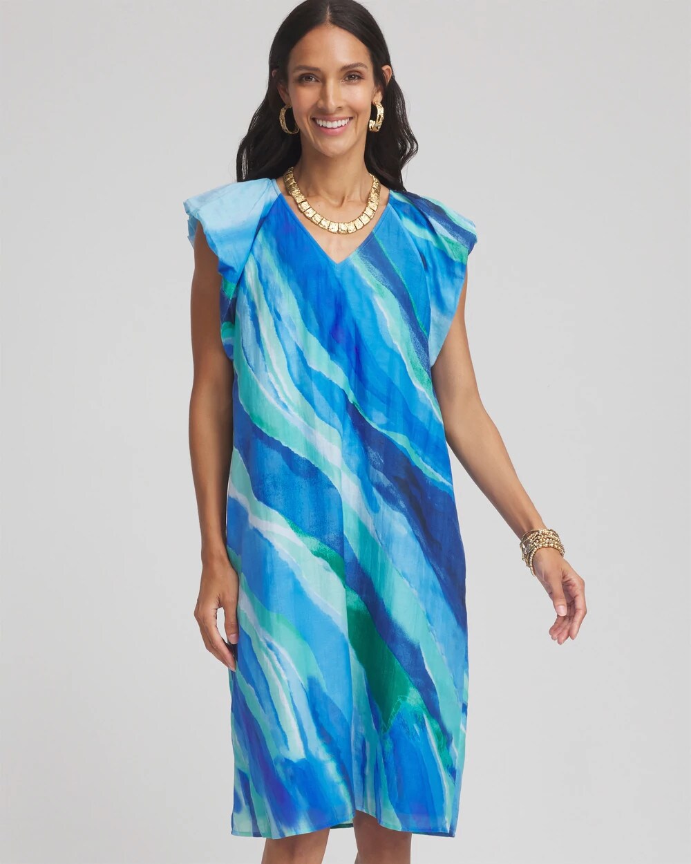 Chico's - Cotton-Silk Voile Popover Dress