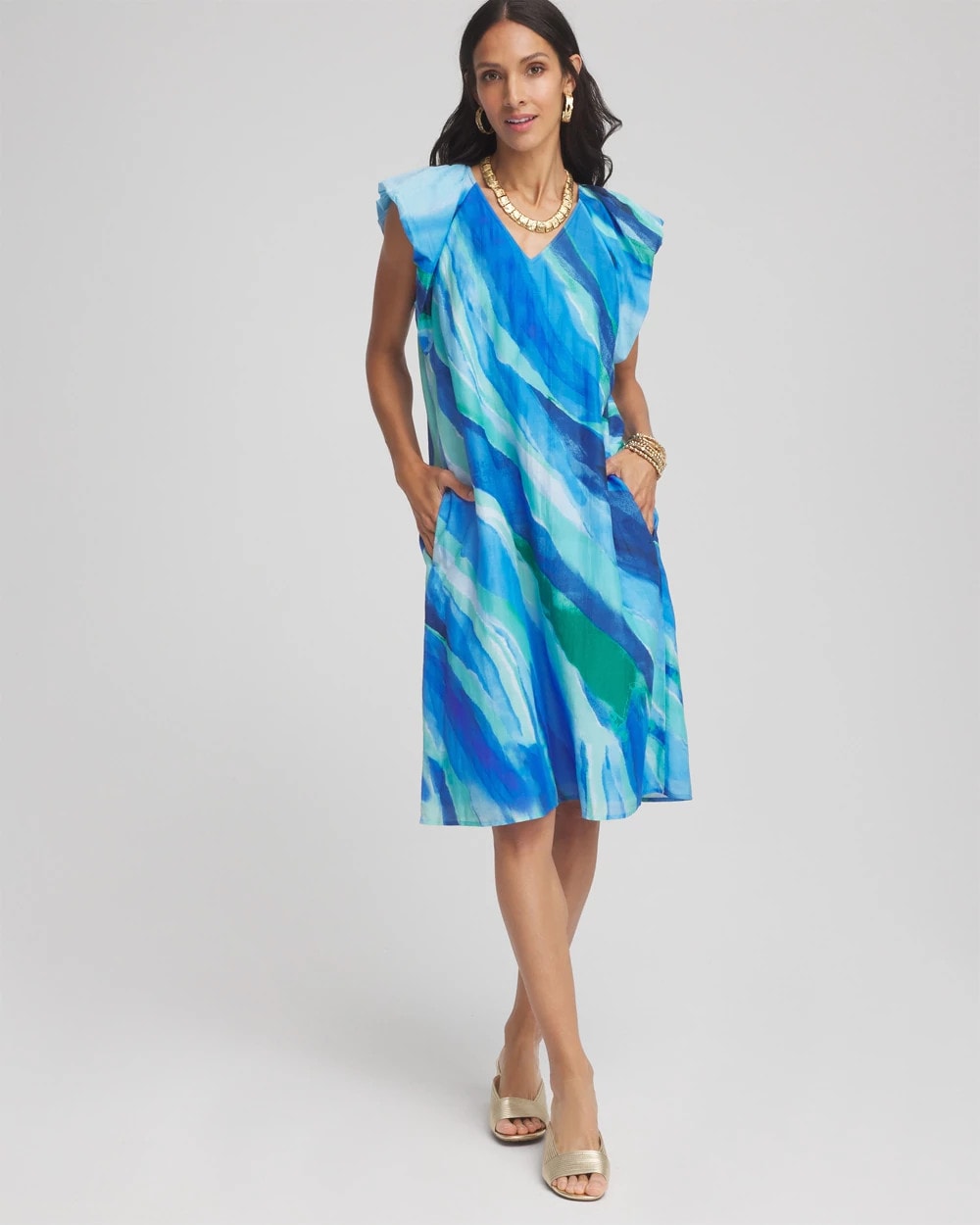 Chico's - Cotton-Silk Voile Popover Dress