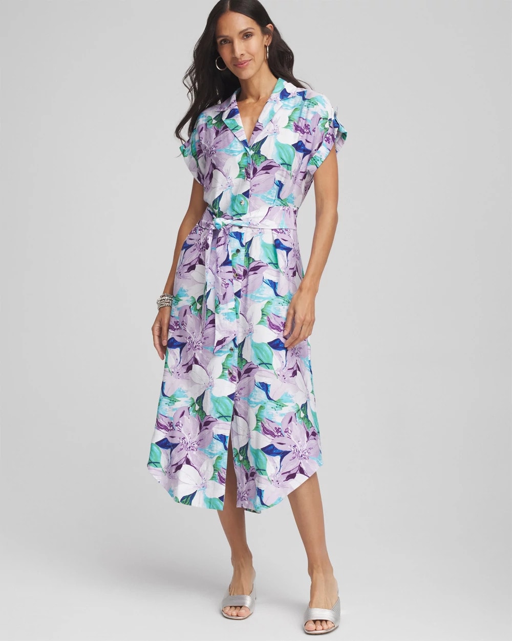 Chico's - Hammered Rayon Midi Shirtdress