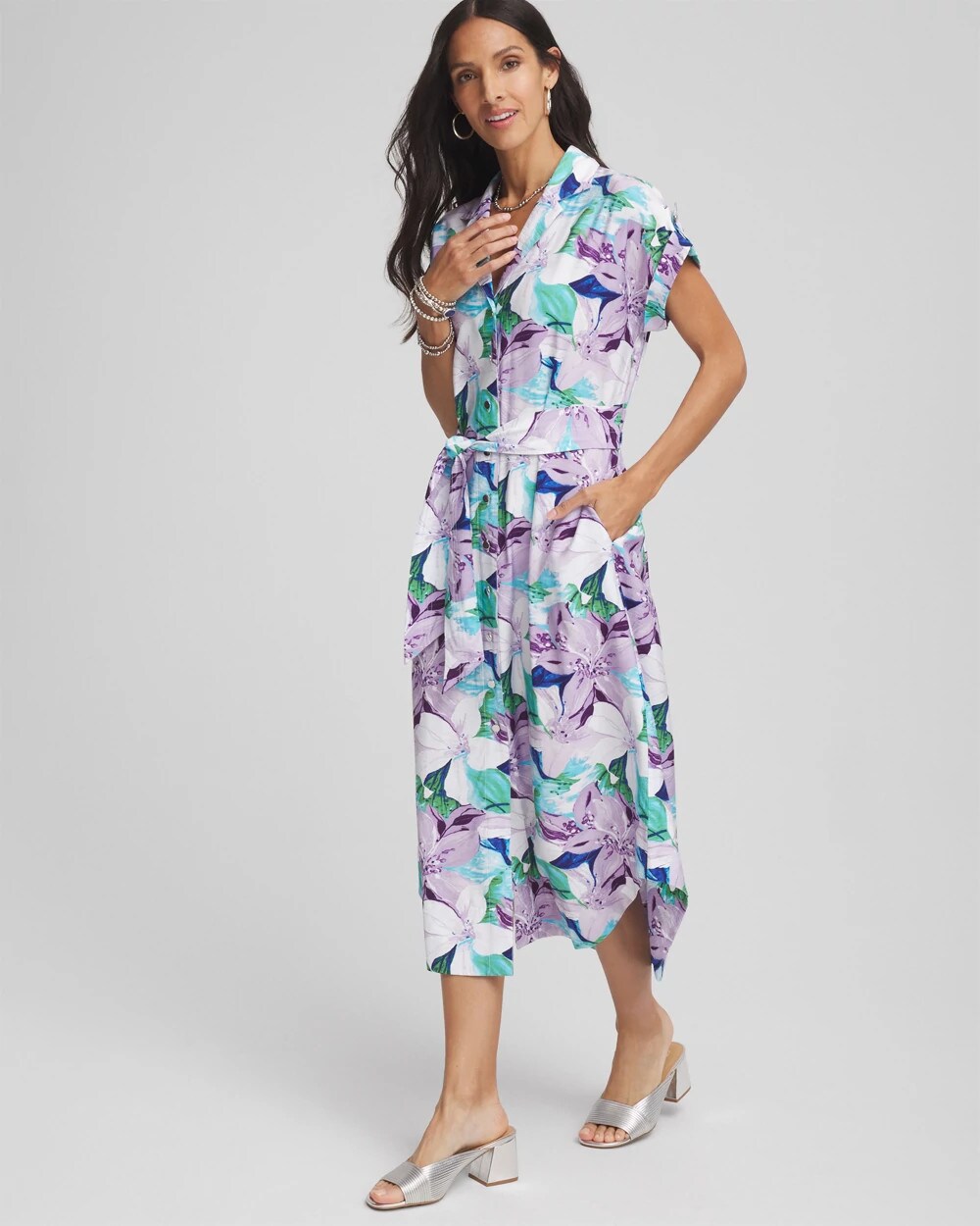 Chico's - Hammered Rayon Midi Shirtdress