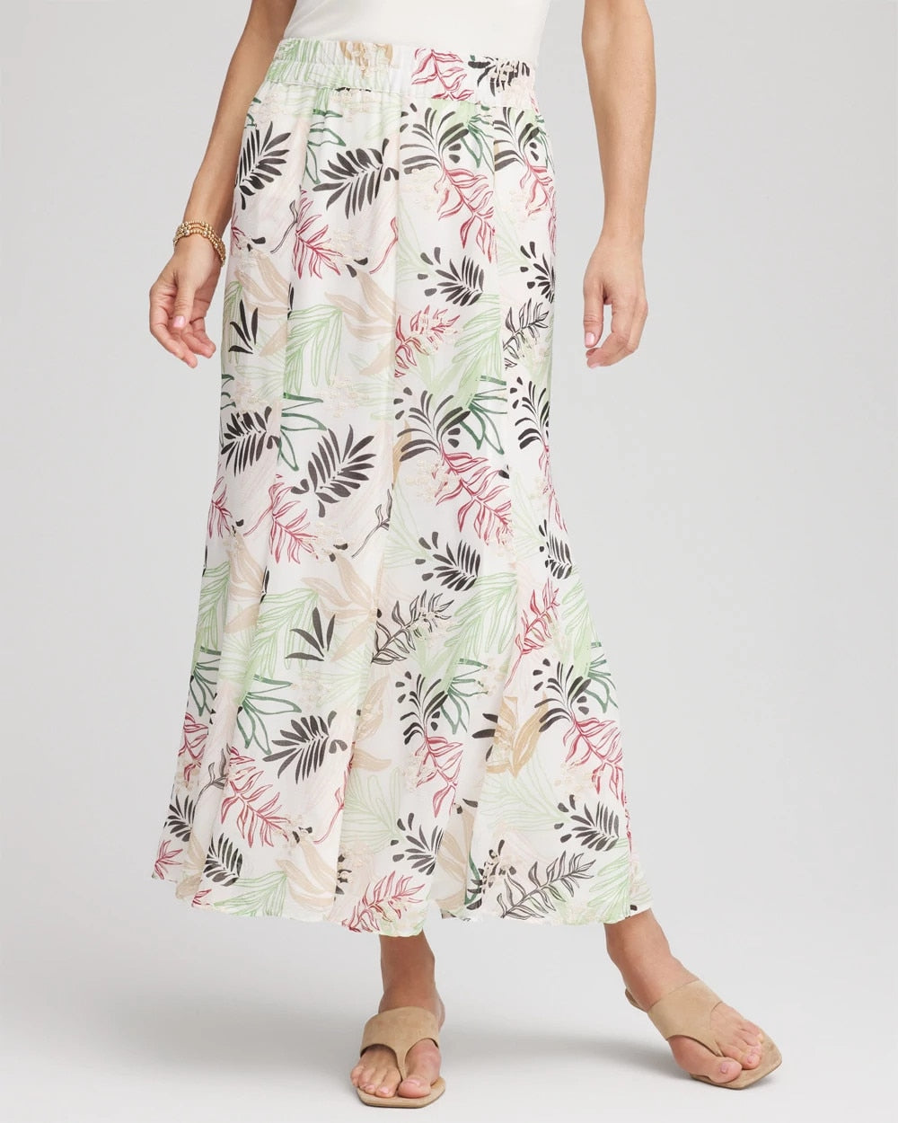 Chico's - Floral Embroidered Crinkle Maxi Skirt